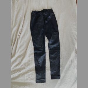 The Row Black Quilted Stretch Lambskin Leather Moto Leggings Small